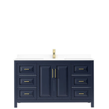 Load image into Gallery viewer, Wyndham Collection Vanity Wyndham Collection WCV252560SBLWCUNSMXX Daria 60 Inch Single Bathroom Vanity in Dark Blue, White Cultured Marble Countertop, Undermount Square Sink, No Mirror