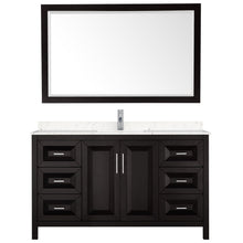 Load image into Gallery viewer, Wyndham Collection Vanity Wyndham Collection WCV252560SDEC2UNSM58 Daria 60 Inch Single Bathroom Vanity in Dark Espresso, Light-Vein Carrara Cultured Marble Countertop, Undermount Square Sink, 58 Inch Mirror