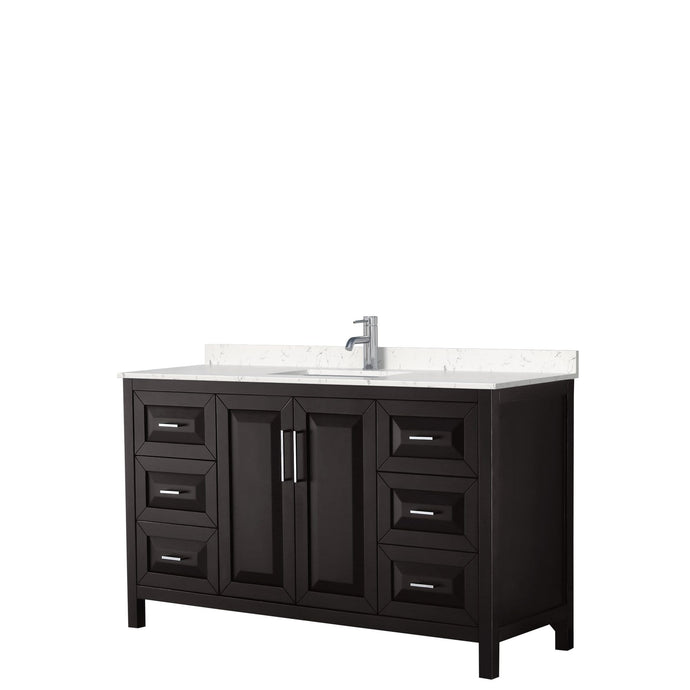 Wyndham Collection Vanity Wyndham Collection WCV252560SDEC2UNSMXX Daria 60 Inch Single Bathroom Vanity in Dark Espresso, Light-Vein Carrara Cultured Marble Countertop, Undermount Square Sink, No Mirror
