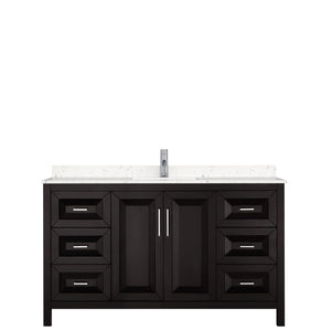 Wyndham Collection Vanity Wyndham Collection WCV252560SDEC2UNSMXX Daria 60 Inch Single Bathroom Vanity in Dark Espresso, Light-Vein Carrara Cultured Marble Countertop, Undermount Square Sink, No Mirror