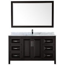Load image into Gallery viewer, Wyndham Collection Vanity Wyndham Collection WCV252560SDECMUNSM58 Daria 60 Inch Single Bathroom Vanity in Dark Espresso, White Carrara Marble Countertop, Undermount Square Sink, and 58 Inch Mirror