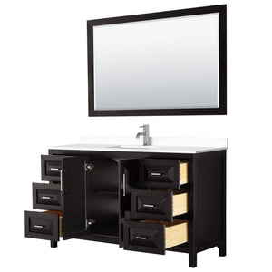 Wyndham Collection Vanity Wyndham Collection WCV252560SDEWCUNSM58 Daria 60 Inch Single Bathroom Vanity in Dark Espresso, White Cultured Marble Countertop, Undermount Square Sink, 58 Inch Mirror