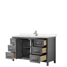 Load image into Gallery viewer, Wyndham Collection Vanity Wyndham Collection WCV252560SKGC2UNSMXX Daria 60 Inch Single Bathroom Vanity in Dark Gray, Light-Vein Carrara Cultured Marble Countertop, Undermount Square Sink, No Mirror
