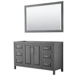 Wyndham Collection Vanity Wyndham Collection WCV252560SKGCXSXXM58 Daria 60 Inch Single Bathroom Vanity in Dark Gray, No Countertop, No Sink, and 58 Inch Mirror