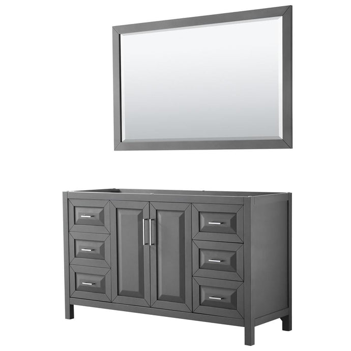 Wyndham Collection Vanity Wyndham Collection WCV252560SKGCXSXXM58 Daria 60 Inch Single Bathroom Vanity in Dark Gray, No Countertop, No Sink, and 58 Inch Mirror