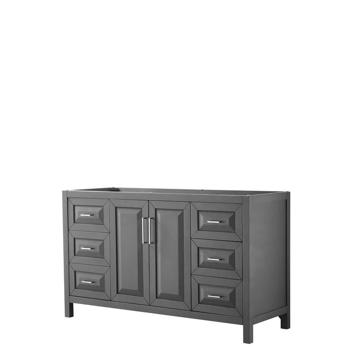 Wyndham Collection Vanity Wyndham Collection WCV252560SKGCXSXXMXX Daria 60 Inch Single Bathroom Vanity in Dark Gray, No Countertop, No Sink, and No Mirror