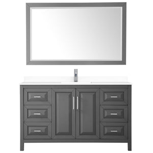 Wyndham Collection Vanity Wyndham Collection WCV252560SKGWCUNSM58 Daria 60 Inch Single Bathroom Vanity in Dark Gray, White Cultured Marble Countertop, Undermount Square Sink, 58 Inch Mirror