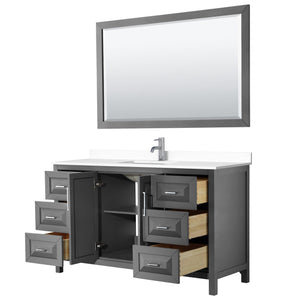 Wyndham Collection Vanity Wyndham Collection WCV252560SKGWCUNSM58 Daria 60 Inch Single Bathroom Vanity in Dark Gray, White Cultured Marble Countertop, Undermount Square Sink, 58 Inch Mirror
