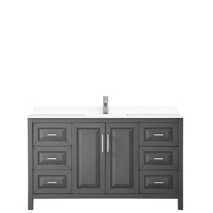 Wyndham Collection Vanity Wyndham Collection WCV252560SKGWCUNSMXX Daria 60 Inch Single Bathroom Vanity in Dark Gray, White Cultured Marble Countertop, Undermount Square Sink, No Mirror