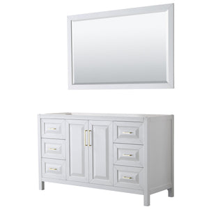 Wyndham Collection Vanity Wyndham Collection WCV252560SWGCXSXXM58 Daria 60 Inch Single Bathroom Vanity in White, No Countertop, No Sink, 58 Inch Mirror, Brushed Gold Trim