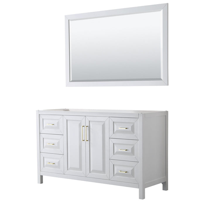 Wyndham Collection Vanity Wyndham Collection WCV252560SWGCXSXXM58 Daria 60 Inch Single Bathroom Vanity in White, No Countertop, No Sink, 58 Inch Mirror, Brushed Gold Trim