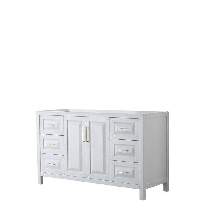 Wyndham Collection Vanity Wyndham Collection WCV252560SWGCXSXXMXX Daria 60 Inch Single Bathroom Vanity in White, No Countertop, No Sink, Brushed Gold Trim