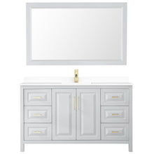 Load image into Gallery viewer, Wyndham Collection Vanity Wyndham Collection WCV252560SWGWCUNSM58 Daria 60 Inch Single Bathroom Vanity in White, White Cultured Marble Countertop, Undermount Square Sink, 58 Inch Mirror, Brushed Gold Trim