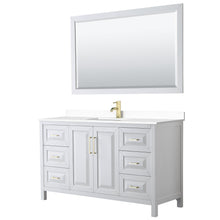 Load image into Gallery viewer, Wyndham Collection Vanity Wyndham Collection WCV252560SWGWCUNSM58 Daria 60 Inch Single Bathroom Vanity in White, White Cultured Marble Countertop, Undermount Square Sink, 58 Inch Mirror, Brushed Gold Trim