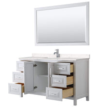 Load image into Gallery viewer, Wyndham Collection Vanity Wyndham Collection WCV252560SWHC2UNSM58 Daria 60 Inch Single Bathroom Vanity in White, Light-Vein Carrara Cultured Marble Countertop, Undermount Square Sink, 58 Inch Mirror