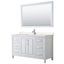 Load image into Gallery viewer, Wyndham Collection Vanity Wyndham Collection WCV252560SWHC2UNSM58 Daria 60 Inch Single Bathroom Vanity in White, Light-Vein Carrara Cultured Marble Countertop, Undermount Square Sink, 58 Inch Mirror