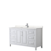Load image into Gallery viewer, Wyndham Collection Vanity Wyndham Collection WCV252560SWHC2UNSMXX Daria 60 Inch Single Bathroom Vanity in White, Light-Vein Carrara Cultured Marble Countertop, Undermount Square Sink, No Mirror
