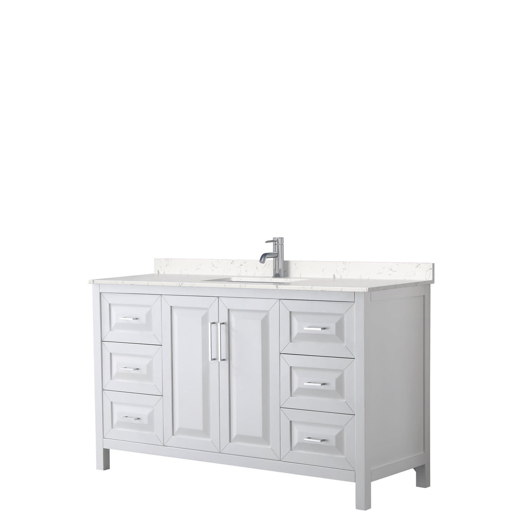 Wyndham Collection Vanity Wyndham Collection WCV252560SWHC2UNSMXX Daria 60 Inch Single Bathroom Vanity in White, Light-Vein Carrara Cultured Marble Countertop, Undermount Square Sink, No Mirror
