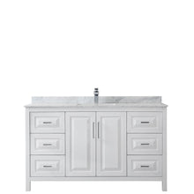 Load image into Gallery viewer, Wyndham Collection Vanity Wyndham Collection WCV252560SWHCMUNSMXX Daria 60 Inch Single Bathroom Vanity in White, White Carrara Marble Countertop, Undermount Square Sink, and No Mirror
