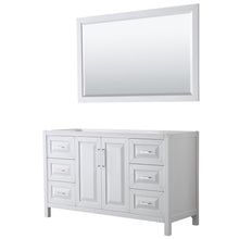 Load image into Gallery viewer, Wyndham Collection Vanity Wyndham Collection WCV252560SWHCXSXXM58 Daria 60 Inch Single Bathroom Vanity in White, No Countertop, No Sink, and 58 Inch Mirror