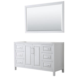 Wyndham Collection Vanity Wyndham Collection WCV252560SWHCXSXXM58 Daria 60 Inch Single Bathroom Vanity in White, No Countertop, No Sink, and 58 Inch Mirror