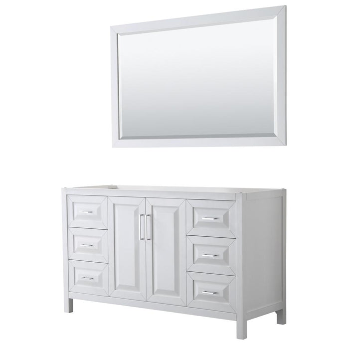 Wyndham Collection Vanity Wyndham Collection WCV252560SWHCXSXXM58 Daria 60 Inch Single Bathroom Vanity in White, No Countertop, No Sink, and 58 Inch Mirror