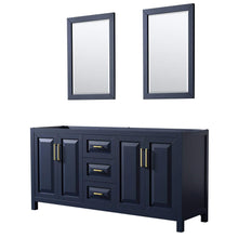 Load image into Gallery viewer, Wyndham Collection Vanity Wyndham Collection WCV252572DBLCXSXXM24 Daria 72 Inch Double Bathroom Vanity in Dark Blue, No Countertop, No Sink, 24 Inch Mirrors