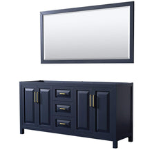 Load image into Gallery viewer, Wyndham Collection Vanity Wyndham Collection WCV252572DBLCXSXXM70 Daria 72 Inch Double Bathroom Vanity in Dark Blue, No Countertop, No Sink, 70 Inch Mirror