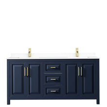 Load image into Gallery viewer, Wyndham Collection Vanity Wyndham Collection WCV252572DBLWCUNSMXX Daria 72 Inch Double Bathroom Vanity in Dark Blue, White Cultured Marble Countertop, Undermount Square Sinks, No Mirror
