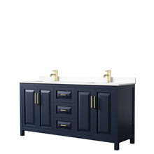 Load image into Gallery viewer, Wyndham Collection Vanity Wyndham Collection WCV252572DBLWCUNSMXX Daria 72 Inch Double Bathroom Vanity in Dark Blue, White Cultured Marble Countertop, Undermount Square Sinks, No Mirror