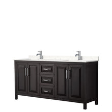 Load image into Gallery viewer, Wyndham Collection Vanity Wyndham Collection WCV252572DDEC2UNSMXX Daria 72 Inch Double Bathroom Vanity in Dark Espresso, Light-Vein Carrara Cultured Marble Countertop, Undermount Square Sinks, No Mirror