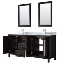 Load image into Gallery viewer, Wyndham Collection Vanity Wyndham Collection WCV252572DDECMUNSM24 Daria 72 Inch Double Bathroom Vanity in Dark Espresso, White Carrara Marble Countertop, Undermount Square Sinks, and 24 Inch Mirrors