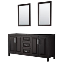Load image into Gallery viewer, Wyndham Collection Vanity Wyndham Collection WCV252572DDECXSXXM24 Daria 72 Inch Double Bathroom Vanity in Dark Espresso, No Countertop, No Sink, and 24 Inch Mirrors