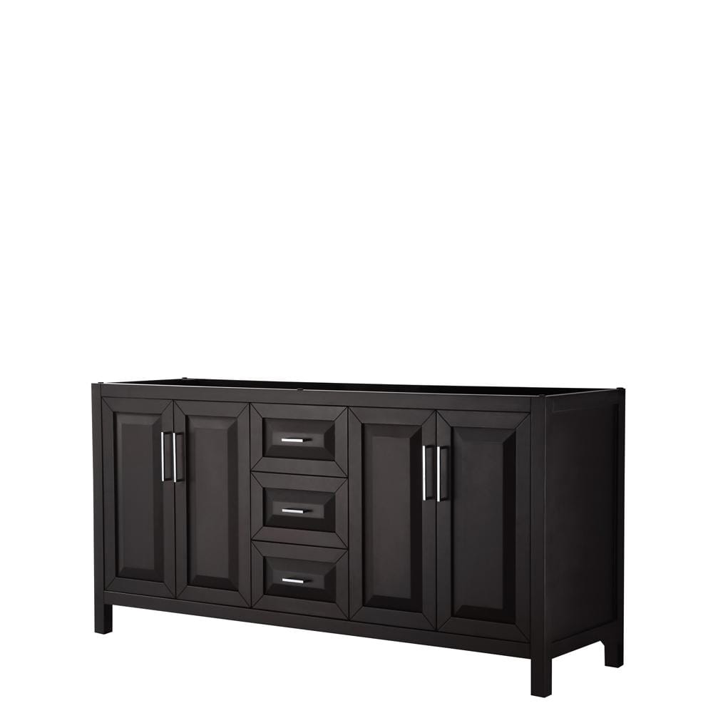 Wyndham Collection Vanity Wyndham Collection WCV252572DDECXSXXMXX Daria 72 Inch Double Bathroom Vanity in Dark Espresso, No Countertop, No Sink, and No Mirror