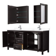 Load image into Gallery viewer, Wyndham Collection Vanity Wyndham Collection WCV252572DDEWCUNSMED Daria 72 Inch Double Bathroom Vanity in Dark Espresso, White Cultured Marble Countertop, Undermount Square Sinks, Medicine Cabinets