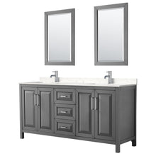 Load image into Gallery viewer, Wyndham Collection Vanity Wyndham Collection WCV252572DKGC2UNSM24 Daria 72 Inch Double Bathroom Vanity in Dark Gray, Light-Vein Carrara Cultured Marble Countertop, Undermount Square Sinks, 24 Inch Mirrors