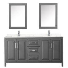 Load image into Gallery viewer, Wyndham Collection Vanity Wyndham Collection WCV252572DKGC2UNSMED Daria 72 Inch Double Bathroom Vanity in Dark Gray, Light-Vein Carrara Cultured Marble Countertop, Undermount Square Sinks, Medicine Cabinets