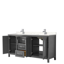 Load image into Gallery viewer, Wyndham Collection Vanity Wyndham Collection WCV252572DKGC2UNSMXX Daria 72 Inch Double Bathroom Vanity in Dark Gray, Light-Vein Carrara Cultured Marble Countertop, Undermount Square Sinks, No Mirror