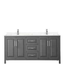 Load image into Gallery viewer, Wyndham Collection Vanity Wyndham Collection WCV252572DKGC2UNSMXX Daria 72 Inch Double Bathroom Vanity in Dark Gray, Light-Vein Carrara Cultured Marble Countertop, Undermount Square Sinks, No Mirror