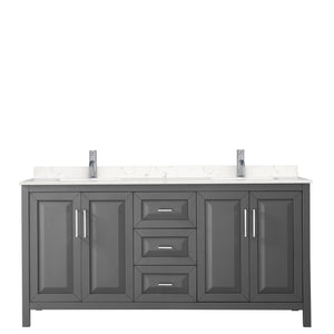 Wyndham Collection Vanity Wyndham Collection WCV252572DKGC2UNSMXX Daria 72 Inch Double Bathroom Vanity in Dark Gray, Light-Vein Carrara Cultured Marble Countertop, Undermount Square Sinks, No Mirror