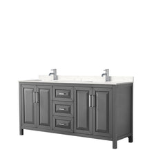 Load image into Gallery viewer, Wyndham Collection Vanity Wyndham Collection WCV252572DKGC2UNSMXX Daria 72 Inch Double Bathroom Vanity in Dark Gray, Light-Vein Carrara Cultured Marble Countertop, Undermount Square Sinks, No Mirror