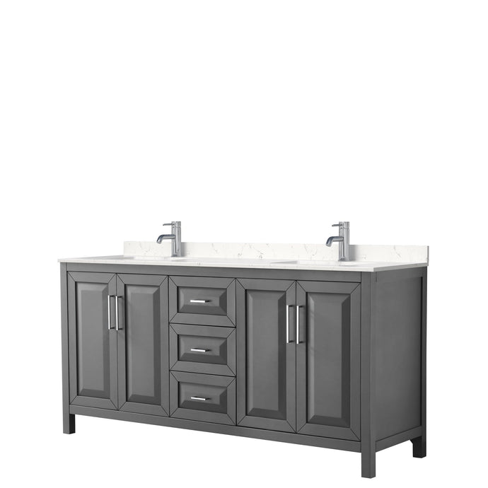 Wyndham Collection Vanity Wyndham Collection WCV252572DKGC2UNSMXX Daria 72 Inch Double Bathroom Vanity in Dark Gray, Light-Vein Carrara Cultured Marble Countertop, Undermount Square Sinks, No Mirror