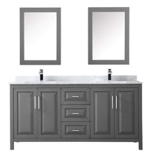 Load image into Gallery viewer, Wyndham Collection Vanity Wyndham Collection WCV252572DKGCMUNSMED Daria 72 Inch Double Bathroom Vanity in Dark Gray, White Carrara Marble Countertop, Undermount Square Sinks, and Medicine Cabinets