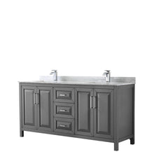 Load image into Gallery viewer, Wyndham Collection Vanity Wyndham Collection WCV252572DKGCMUNSMXX Daria 72 Inch Double Bathroom Vanity in Dark Gray, White Carrara Marble Countertop, Undermount Square Sinks, and No Mirror
