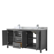 Load image into Gallery viewer, Wyndham Collection Vanity Wyndham Collection WCV252572DKGCMUNSMXX Daria 72 Inch Double Bathroom Vanity in Dark Gray, White Carrara Marble Countertop, Undermount Square Sinks, and No Mirror
