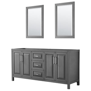 Wyndham Collection Vanity Wyndham Collection WCV252572DKGCXSXXM24 Daria 72 Inch Double Bathroom Vanity in Dark Gray, No Countertop, No Sink, and 24 Inch Mirrors