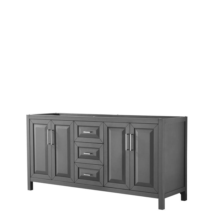Wyndham Collection Vanity Wyndham Collection WCV252572DKGCXSXXMXX Daria 72 Inch Double Bathroom Vanity in Dark Gray, No Countertop, No Sink, and No Mirror