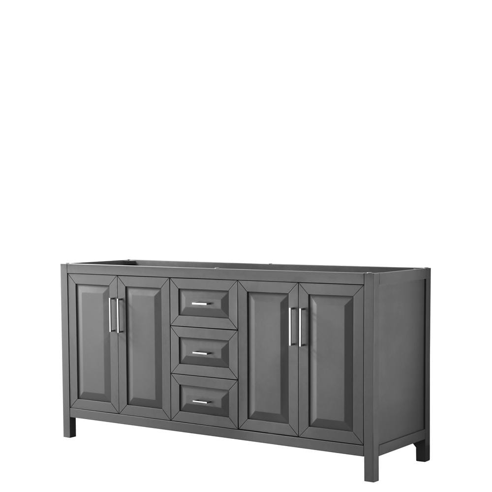 Wyndham Collection Vanity Wyndham Collection WCV252572DKGCXSXXMXX Daria 72 Inch Double Bathroom Vanity in Dark Gray, No Countertop, No Sink, and No Mirror