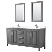 Load image into Gallery viewer, Wyndham Collection Vanity Wyndham Collection WCV252572DKGWCUNSM24 Daria 72 Inch Double Bathroom Vanity in Dark Gray, White Cultured Marble Countertop, Undermount Square Sinks, 24 Inch Mirrors