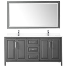 Load image into Gallery viewer, Wyndham Collection Vanity Wyndham Collection WCV252572DKGWCUNSM70 Daria 72 Inch Double Bathroom Vanity in Dark Gray, White Cultured Marble Countertop, Undermount Square Sinks, 70 Inch Mirror